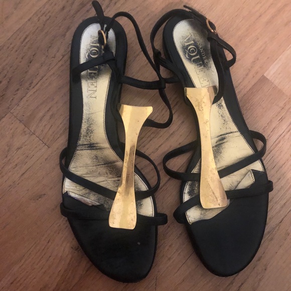 Alexander McQueen T-Bar leather Sandals 40.5 - Picture 1 of 5